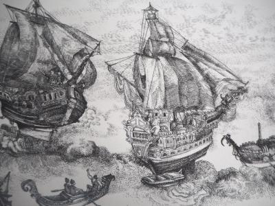Christian LEPERE : L’Invincible armada - Gravure originale signée 2