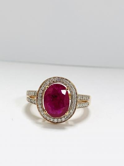 14ct Rose Gold Ruby and Diamond halo ring 2
