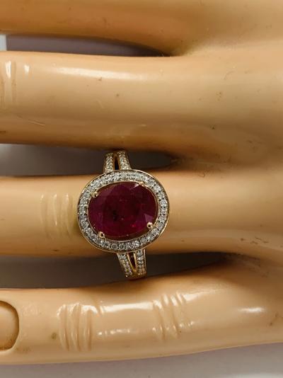 14ct Rose Gold Ruby and Diamond halo ring 2