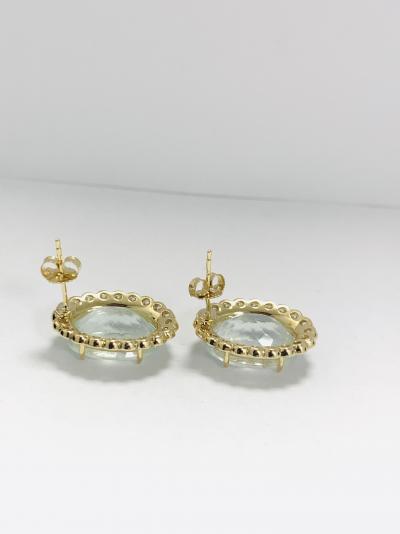 14ct Yellow Gold Aquamarine and Diamond Stud Earrings 2