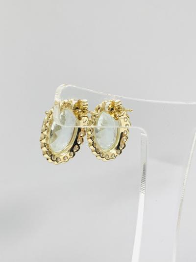 14ct Yellow Gold Aquamarine and Diamond Stud Earrings 2