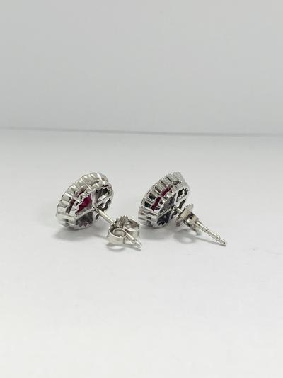 14ct White Gold Ruby and Diamond halo earrings 2