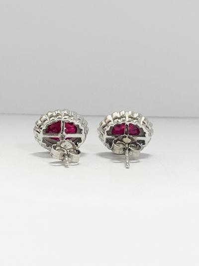 14ct White Gold Ruby and Diamond halo earrings 2