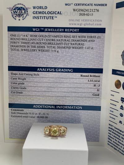 14ct Rose Gold Diamond trilogy ring 2