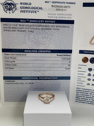 14ct Rose Gold Diamond solitaire ring 2