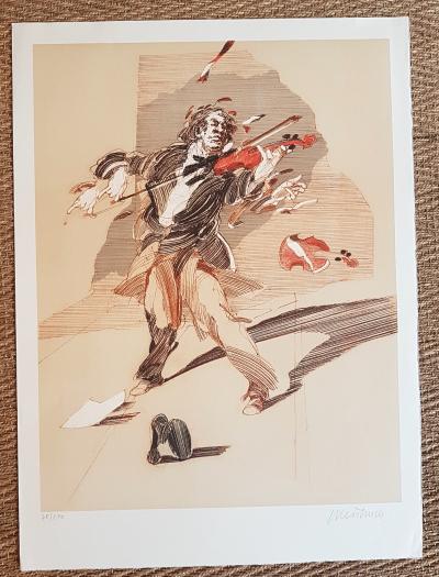 Claude WEISBUCH - Le violoniste - Lithographie signée au crayon 2