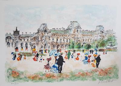 Urbain HUCHET - Le Palais du Louvre - Lithographie signée au crayon 2