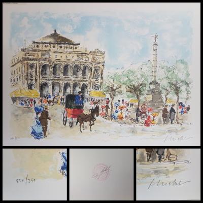 Urbain HUCHET - Le Théâtre du Châtelet  - Lithographie signée au crayon 2