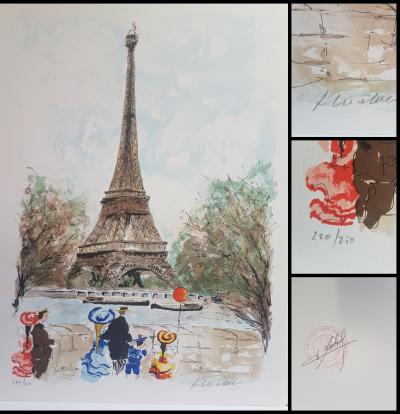 Urbain HUCHET - La Tour Eiffel  - Lithographie signée au crayon 2