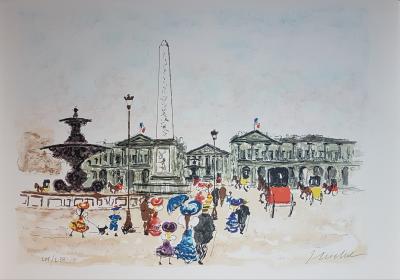 Urbain HUCHET - Place de la Concorde - Lithographie signée au crayon 2