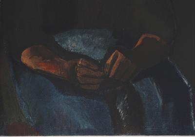 Charles DUFRESNE : Vieille femme tricotant, Lithographie signée 2