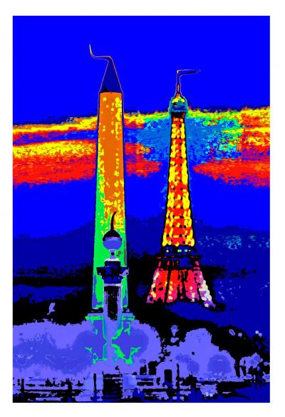 Francis APESTEGUY - Obélisque et Tour Eiffel, 2007 - Tirage numérique signé 2