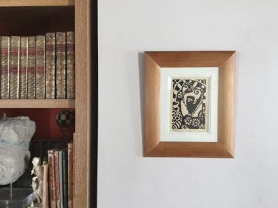 Jean-Henri BROSSAT - Les trois visages, vers 1990 - Linogravure signée 2
