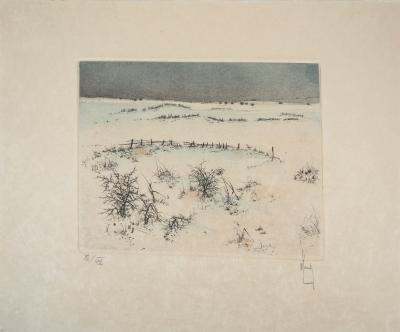 Bernard LOUEDIN : Paysage de neige - Gravure signée et numérotée 2