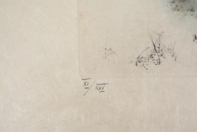 Bernard LOUEDIN : Paysage de neige - Gravure signée et numérotée 2