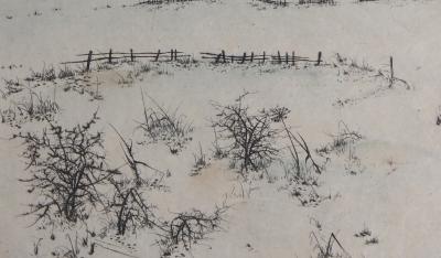 Bernard LOUEDIN : Paysage de neige - Gravure signée et numérotée 2
