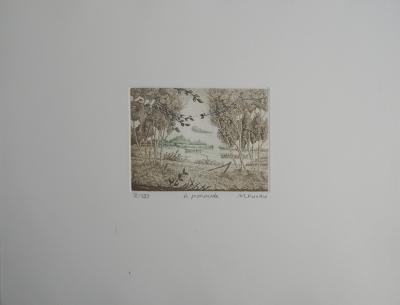 Michel PARADIS : Le Promenade - Gravure signée au crayon 2