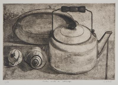 Roland CABOT : Nature morte au colimaçon - Gravure signée au crayon 2
