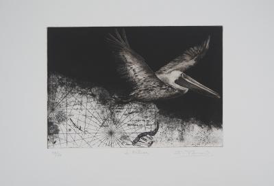 Isabelle PANAUD : Le Pélican - Gravure signée au crayon 2