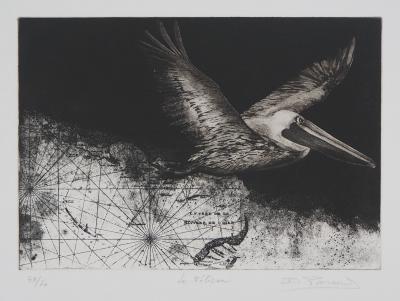 Isabelle PANAUD : Le Pélican - Gravure signée au crayon 2