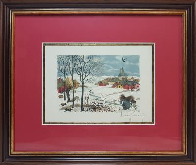 Henry LEMARIE - la cigale et la fourmi - Bois gravé signé au crayon 2