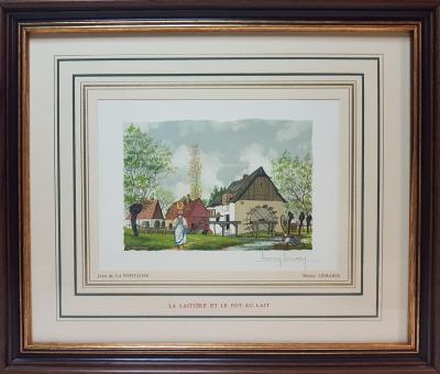 Henry LEMARIE - La laitière et le pot au lait - Bois gravé signé au crayon 2