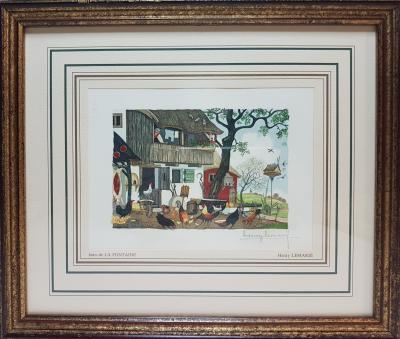 Henry LEMARIE - La poule aux œufs d’or - Bois gravé signé au crayon 2