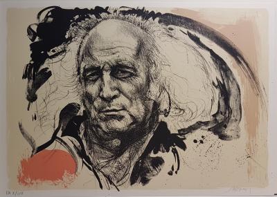 Jacques PECNARD - Portrait Léo Ferré II - Lithographie originale signée au crayon 2