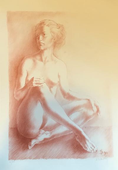 Marc DAUTRY - Brigitte assise, 1990 - Lithographie signée au crayon 2