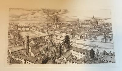 Marc DAUTRY - Paysage de Florence, 1972 - Gravure signée au crayon 2