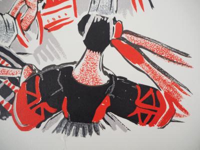 Mathurin MEHEUT : Trois Bretonnes dansantes, 1932 - Bois gravé signé 2