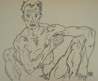 Egon SCHIELE (d’après) : Autoportrait - Lithographie signée 2