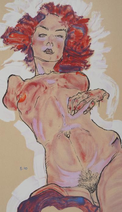 Egon SCHIELE (d’après) : Nu allongé - Lithographie signée 2
