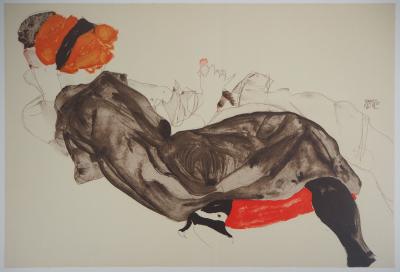Egon SCHIELE (d’après) : Couple amoureux - Lithographie signée 2
