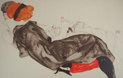 Egon SCHIELE (d’après) : Couple amoureux - Lithographie signée 2