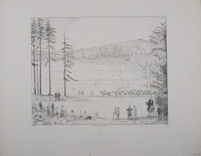 Jean-Emile LABOUREUR - Un dimanche de printemps à Longchamps, C 1932 - Eau-forte 2