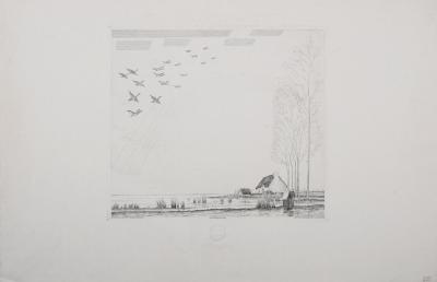 Jean-Emile LABOUREUR - Le vol de canards, 1932 - Etching 2