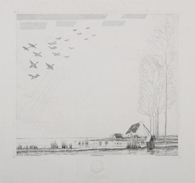 Jean-Emile LABOUREUR - Le vol de canards, 1932 - Etching 2