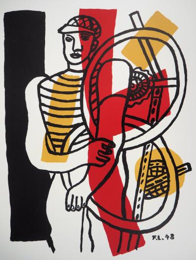 Fernand LÉGER (d’après) - Cycliste et son vélo - Lithographie signée 2