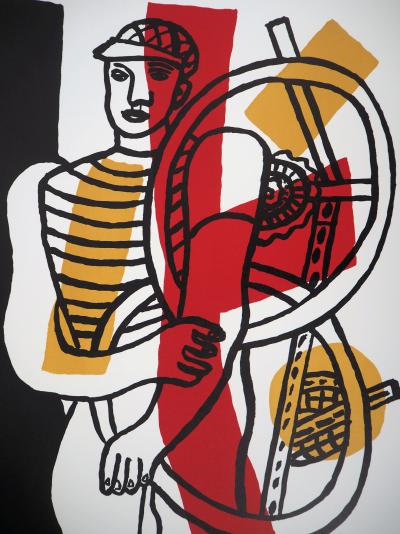 Fernand LÉGER (d’après) - Cycliste et son vélo -  Lithographie signée 2