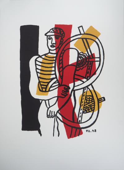Fernand LÉGER (d’après) - Cycliste et son vélo -  Lithographie signée 2