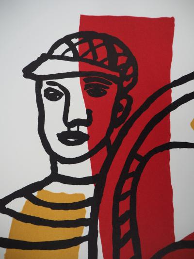 Fernand LÉGER (d’après) - Cycliste et son vélo -  Lithographie signée 2