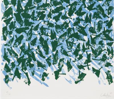 Günther UECKER - Schweben Blau und Grün - Lithographie signée au crayon 2