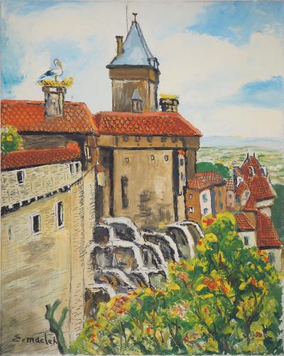 Elisée MACLET - Alsace : la Plaine vue du chateau du Haut-Kœnigsbourg - Huile sur toile signée 2