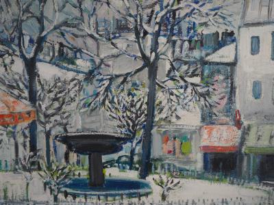 Robert SAVARY - Paris, la Place Pigalle sous la neige, c. 1965 - Huile sur toile signée 2