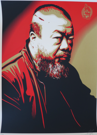 Shepard FAIREY (Obey) - Portrait of Ai Weiwei, 2014 - Sérigraphie signée au crayon 2