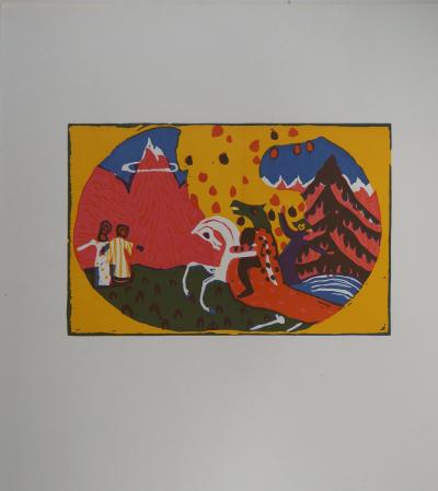 Vassily KANDINSKY (d’après) - Cavalier onirique, 1966 - Bois gravé 2