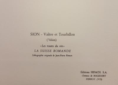 Jean Pierre REMON - Sion, valère et tourbillon - Paysages en suisse romande, 1986 - Lithographie signée au crayon 2