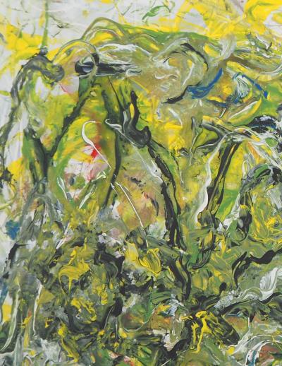 Michel GUIGNARD : Personnage dans une forêt, 2000 - Acrylique et gouache originale signée 2