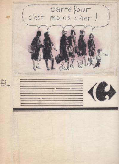 Robert Gigi - publicité carrefour lot de 4 illustrations originales 2